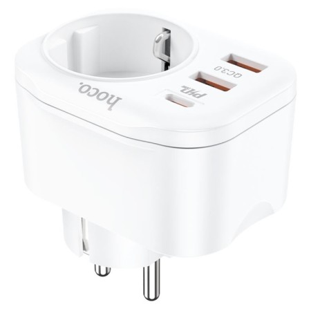 Single Single Roset Hoco NS3, 2 USB, Type-C, 20 W, PD, QC, White-1