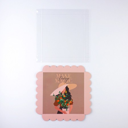 Cookie box, confectionery packaging with PVC lid, Make Today Magic, 18 x 18 x 3 cm-5