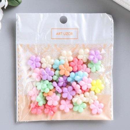 Beads for creativity plastic "Flowers. Pastel colors" set of 38 pcs 15 grams 1.3x1.3 cm-2