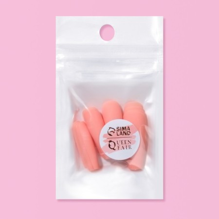 Falbled nails, 24 pcs, ballerina shape, matte beige color-4