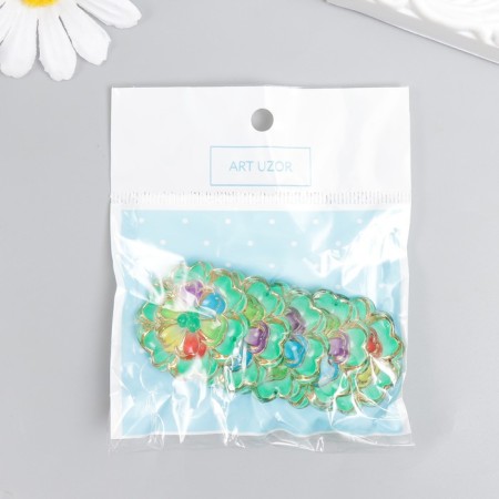 Decor for creativity plastic "Lace Flower" Green 3.2x3.3 cm-3