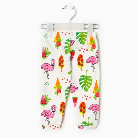 Pants children, white/flamingos, height 68 cm-1