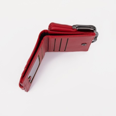 Women's wallet on the button, red color-4