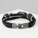 Bracelet male "style" hook, black color with black silver, 21.5 cm