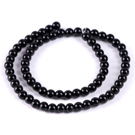 Beads made of natural stone "Black Agat" set 60 pcs., Size 1 pc. - 6 mm-4