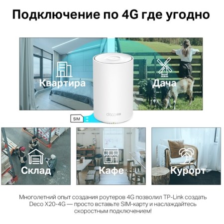 Seamless Mesh Router TP-Link Deco X20-4G (1-Pack) AX1800 10/100/1000Base-TX/3G/4G/4G+ (PACK 102950-5