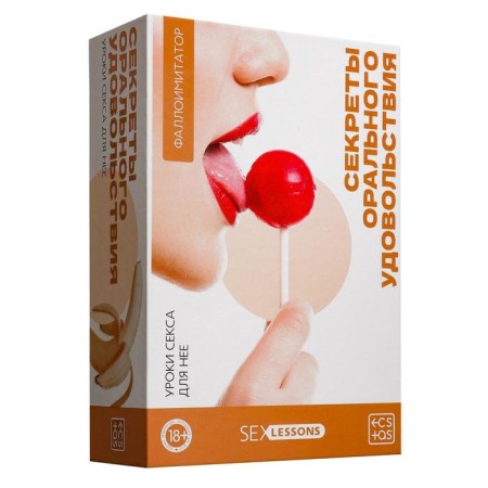 Falloimitator with sex lessons "Secrets of Oral pleasure", 10 cards, phalloimitator, 18+-4
