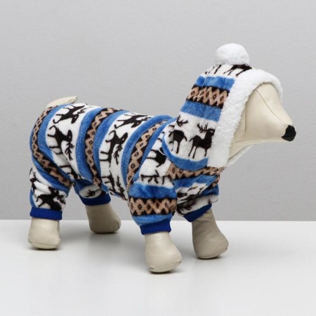 Kombinson "Deer" with a hood, size M (DS 30 cm, og 40 cm, Osh 30 cm), blue-1