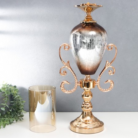 Summary metal, glass per 1 candle "mosaic" gold 59.5x14x23 cm-4