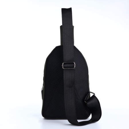 Male sling bag from textiles, headphones, green color-4