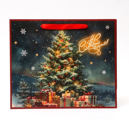 New Year. New Year's Paper Gift package, "Christmas tree", 31 x 26 x 11 cm.-1