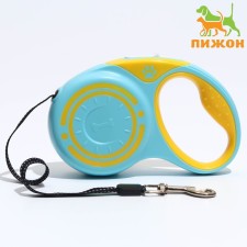 Рулетка "Гонка", 3 м, вес животного до 15 кг, жёлто-голубая