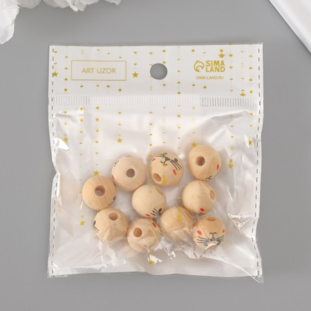 Beads for creativity tree "Muzzle Cat" set 10 pcs d = 1.6 cm-3