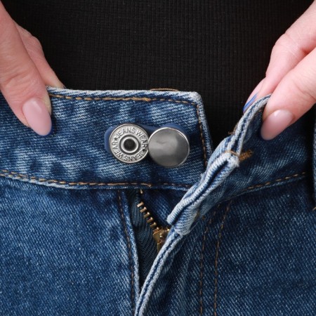 A button for expanding the belt, 17 mm, silver color-4