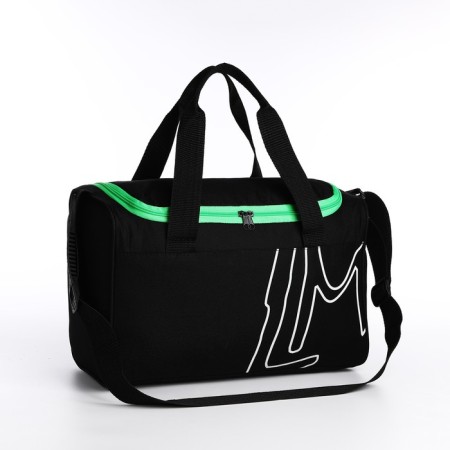 Road bag with lightning, long belt, black/green color
