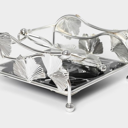 Napkin "flowers", 15 × 15 × 8.5, silver metal color-2