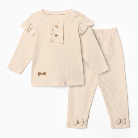 Set for girls (longshit/pants), beige color, height 80 cm