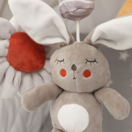Suspension - Bonnie Bunny rattle, squeaks, rustling, on a crib, stroller, crumb me-8