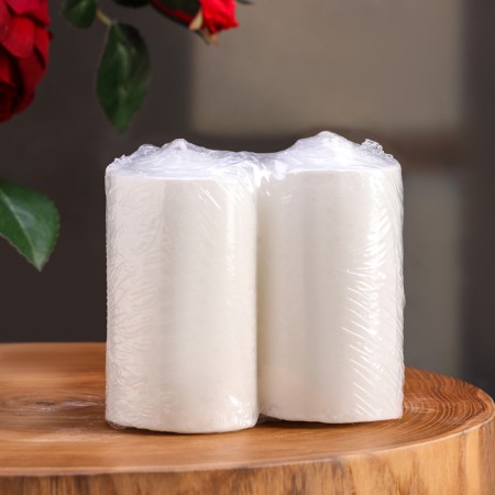 Candle cylinder, 5x10 cm, set 2 pcs, white-5
