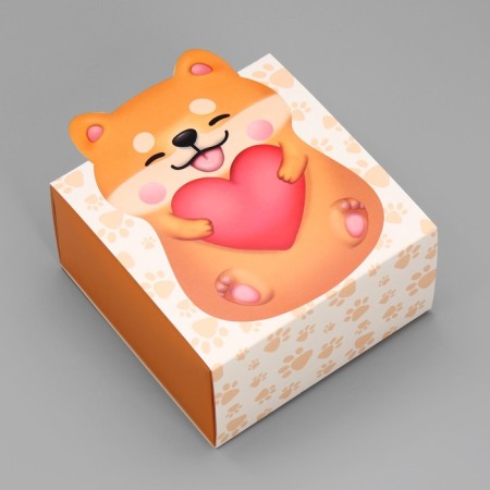 Gift folding box, packaging, Funny Corgi, 15 x 15 x 8 cm-1