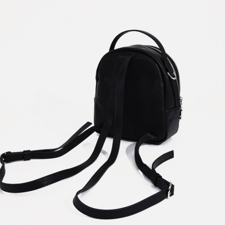 Women's backpack-mini on lightning, external pocket, Medvedkovo, black color-2