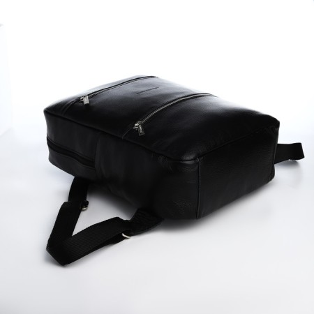 Male backpack made of genuine leather with lightning, igermann, black color-2