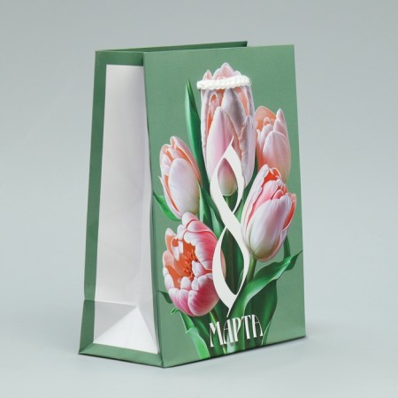 Gift package laminated, packaging, “tulips”, S 12 x 15 x 5.5 cm-3