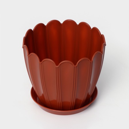Pot for flowers with a pallet 2.1l d16.5cm H14.8 cm "chrysanthemum", tiracot color-1