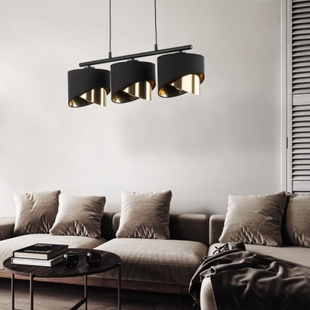 Suspended lamp TK Lighting Grant Black 4824, E27, 3x40W, 700x200 mm, black color-3