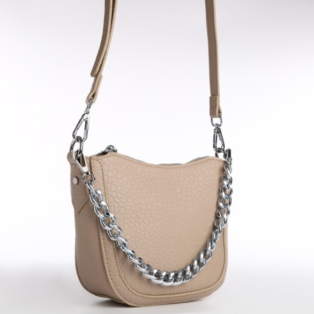 Bag Women's Cross-Bodi with a zipper, beige color-2