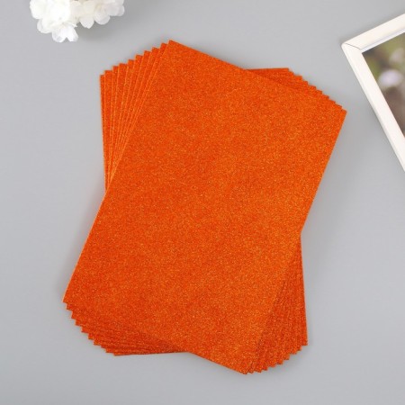 Foamiran glitter 2 mm, 20x30 cm, orange-1