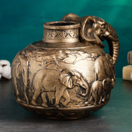 Kashpo - Vase "African Elephants" 22x26x22cm, Bronze-3