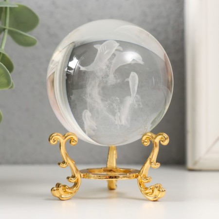 Souvenir glass "dolphins" d = 6 cm openwork stand 8.5x6x6 cm