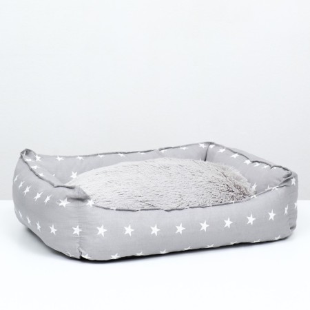 Lesse "Pukhlik", with fur, 58 x 46 x 16 cm, gray with stars
