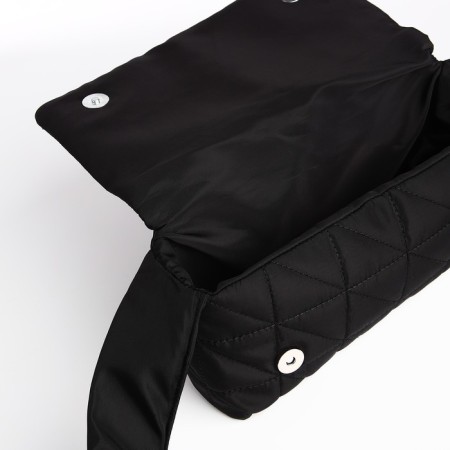Women's bag quilted on the shoulder, lightning department, 25x14x6 cm, black color-4