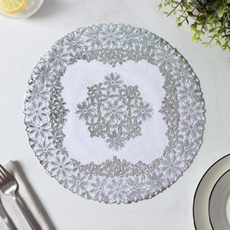 A set of openwork shade “Flowers”, D = 30 cm, 4 pcs, PVC, silver color-3