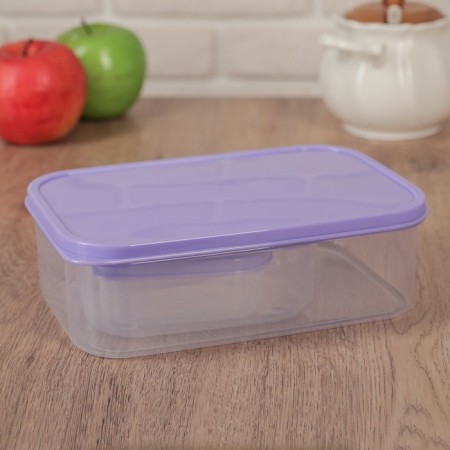 A set of food rectangular shares, 3 pcs: 150 ml, 500 ml, 1.2 l, lilac color-5