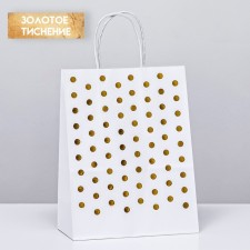 Crafts with gold embossing, round handle, white, 27 x 21 x 11 cm, 120 g
