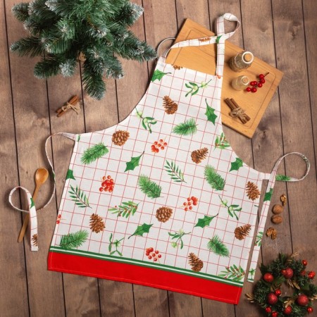 Apron "Dolyana" New Year 60x65cm, 100% cotton, mitch 164 g/m2