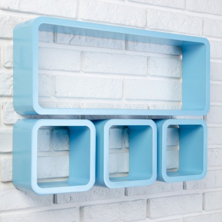 Set of wall shelves 1+3, blue (large 75*26cm, 3 small 20*20cm)-1