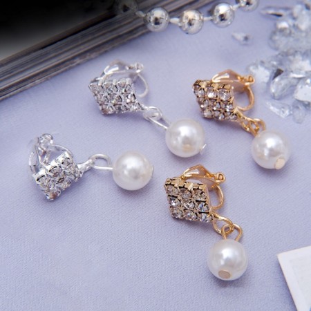 Clips "Grace" rhombus with bead, color mix-1