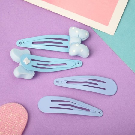 Hair Set "Olivia" (6 elastic bands, 4 invisibility 4.5 cm) Blue bow of peas-2