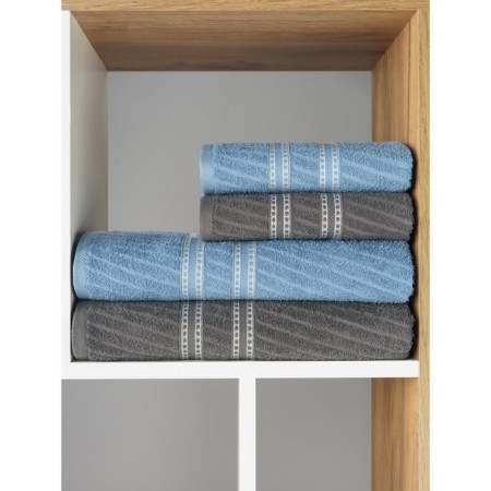 A set of tanks of terry Grey & Blue, size 50x80 cm-2 pcs, 70x130 cm-2 pcs, multicolor-5