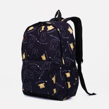 Youth backpack made of textiles, external pocket, black color