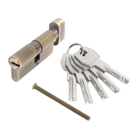 The cylinder mechanism standard MAX, 70 mm (35x35V), 5 keys, key/turntable, antique bronze 106639