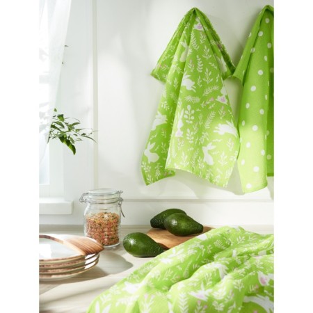 A set of towels of kitchen summer modes, size 45x60 cm, green color