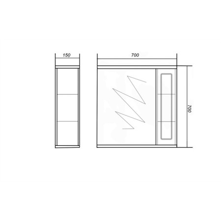 Cabinet-mirror Kyoto 70 (wenge) right 15 cm x 70 cm x 70 cm-1