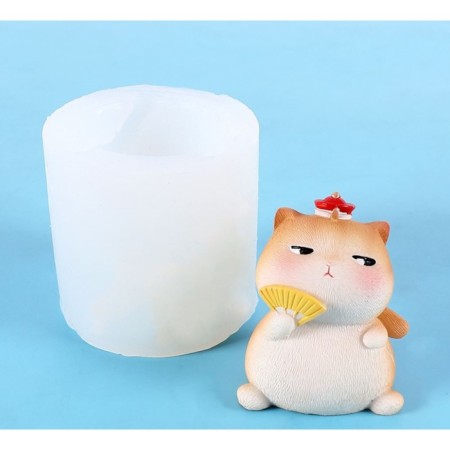 Mold Silicon 3D "Cat with a fan" 5.2x5.2x5 cm-3
