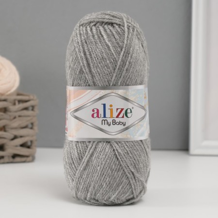 Yarn "My Baby" 100% acrylic 150m/50g (21 gray melange)