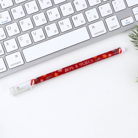 Pen Plastic with a cap “Believe in miracles”, blue paste, ball 0.5 mm-2